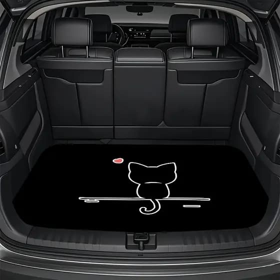 Tapete de porta-malas de carro estampado Love Cat de 1 unidade, resistente ao desgaste, fácil de limpar, tapete de carro