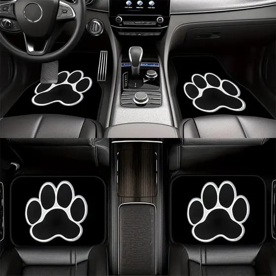 4 peças de tapetes de pés de carro impressos com estampa de pata de cachorro, seguros e práticos, é a escolha de present