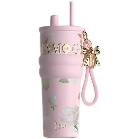 Copo Térmico TraelTumbler de 24oz em Aço Inoxidável com Tampa e Canudo, Caneca Térmica Isolada com Interior Revestido, À