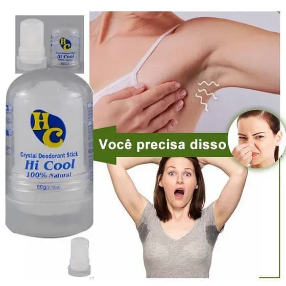 Desodorante Natural Pedra Sal Cristal 60g Unisex Hi Cool