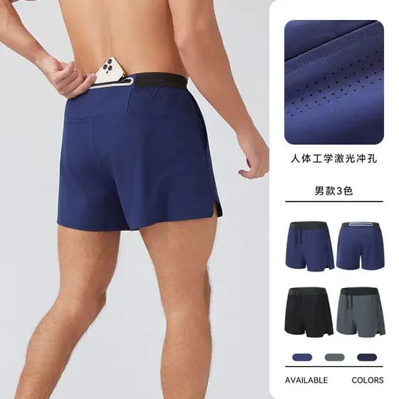 Shorts esportivos masculinos falsos de duas peças Anti-exposição calças de três pontos correndo Fitness pista campo Mara
