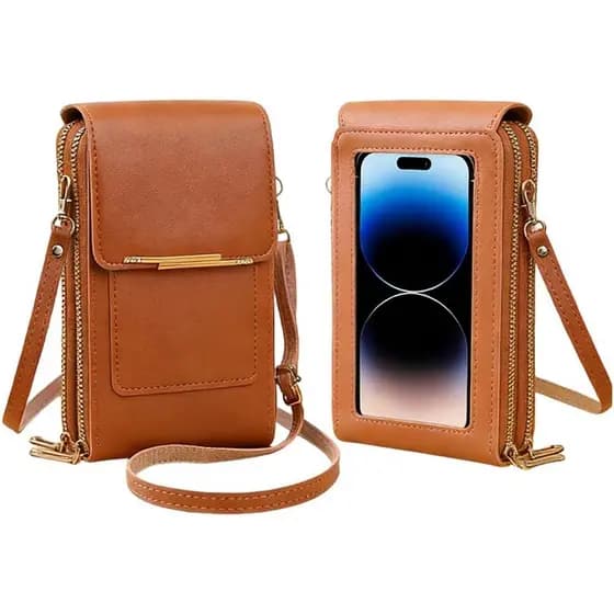 Nova Bolsa Transversal Feminina para Celular e Porta-Moedas 2026, Bolsa de Couro Feminina Antifurto 2 em 1