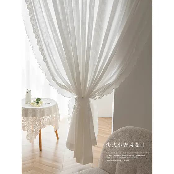 Cortina de gaze para varanda, transparente, sonho impervo, sala de estar, renda francesa, fada, moderna, simples, decora