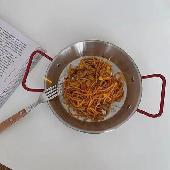 Ins pote de frutos do mar com alça dupla de aço inoxidável, prato de piquenique doméstico, prato de comida ocidental cor