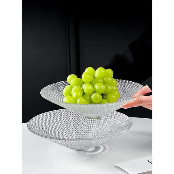 Luz de luxo High-End em relevo grande prato frutas sala estar casa cristal vidro doces placa mesa frontal mesa café porc