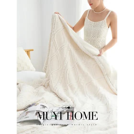 Outono inverno engrossado quente branco Chenille capa cobertor mais cobertor de lã sofá cobertor quarto capa dupla colch
