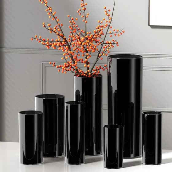 Vaso decoração sala de estar arranjo de flores simples resistente a choques preto balde de despertar rico lírio de bambu