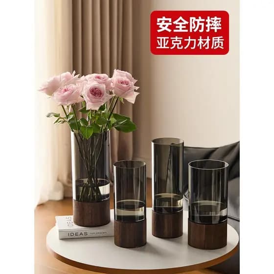 Vaso reto acrílico sala de estar arranjo de flores ornamentos decoração fortuna luz de bambu luxo High-End vidro resiste