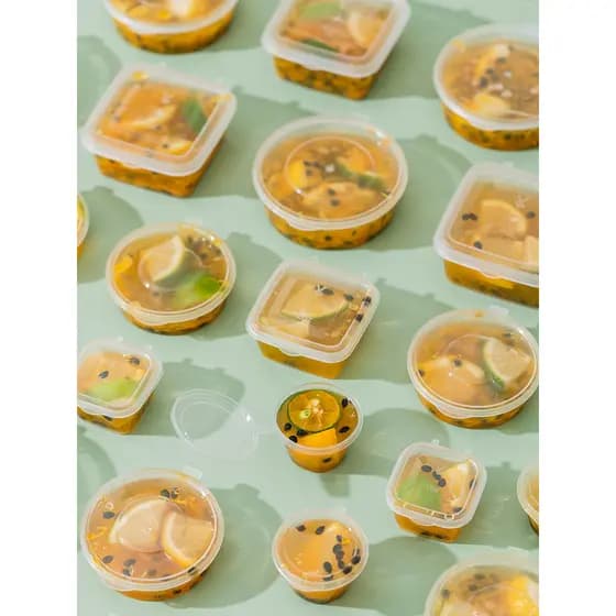 Molde de cubo de gelo de gelatina de paixão, ferramenta útil, embalagem descartável independente, caixa de molho, limão