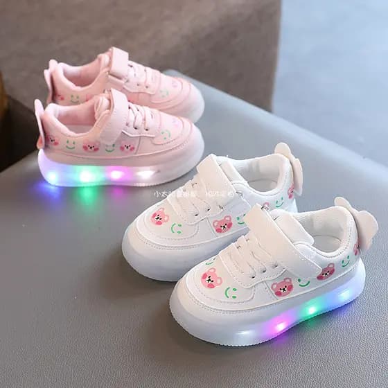 2026 primavera novo estilo da criança do bebê menina sapatos iluminados 1-5 anos de idade 3 crianças sapatos de couro de