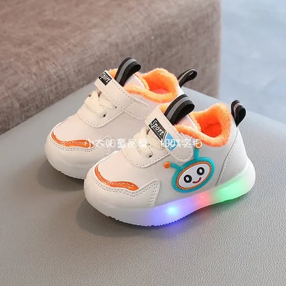2023 outono inverno novo estilo meninos sapatos de algodão 1-3 anos de idade 2 bebê menina iluminação tênis lã fina dois
