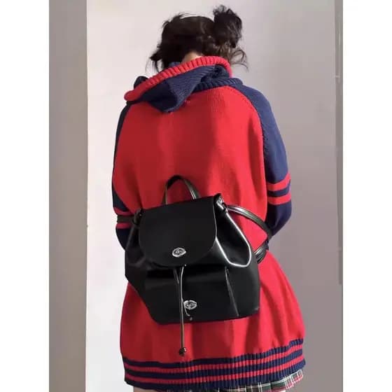 Francês MKPREF Retro mochila All-Match pu senhoras grande capacidade saco de escola de viagem pequeno saco de viagem de