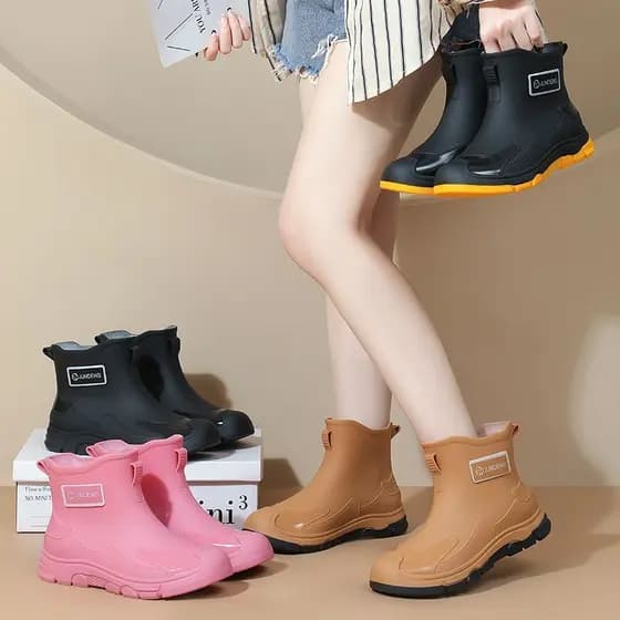 Botas de chuva femininas engrossadas quentes tubo curto botas de chuva adultas homens leves elegantes antiderrapantes re