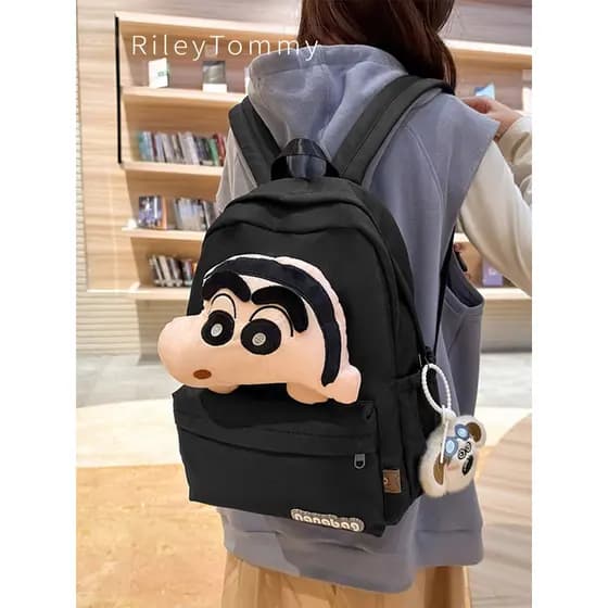 Britânico RileyTommy2025 novo estilo dos desenhos animados Crayon Shin-Chan mochila meninos meninas cabeça grande boneca