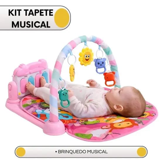 KIT TAPETE MUSICAL | BEBÊ COM PIANO | AZUL/ROSA