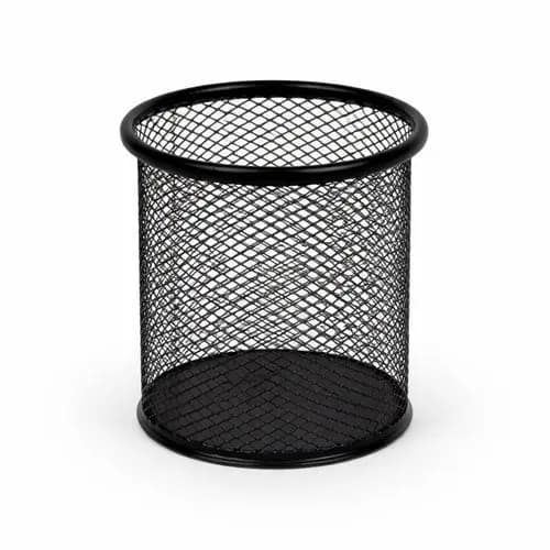 Porta Canetas Lápis Treco Aramado Redondo Preto Organizador Mesa Escritório Metal Resistente