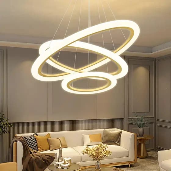 110V-220V Lustre Pendente LED 3 Cores Bivolt, Luminária Moderna para Sala Quarto Cozinha e Ambientes Residenciais