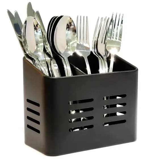 Porta Talher Escorredor de Talher de Inox Retangular Black 16x13,3x9cm Clink-6115