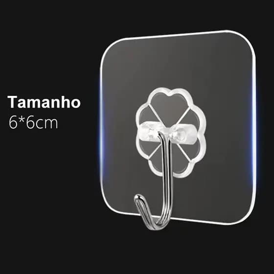 Gancho Adesivo Invisível 60mm Reforçado-Reutilizável, Ideal para Cozinha, Banheiro e Organização de Parede