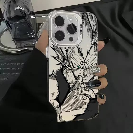 Capinha POCO F3 REDMI 10C 12 13C 9A NOTE 11 12 13 14 Popular Anime Goku Luxo Banhado A Prata Dentro Capa Dura celular