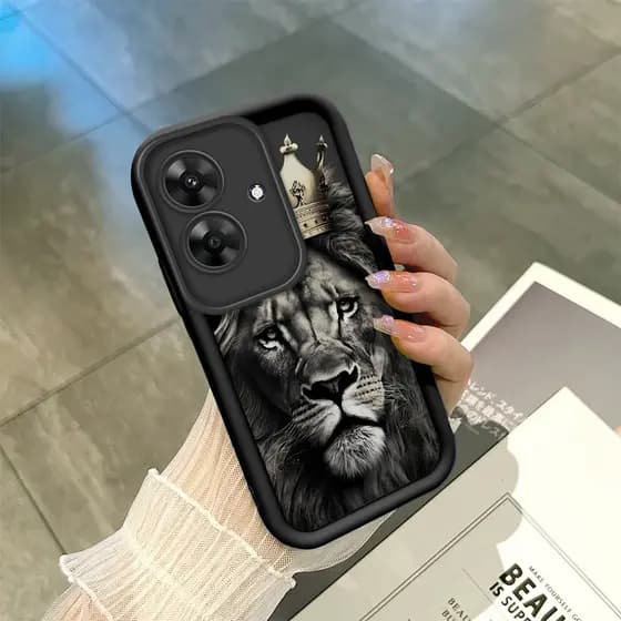 Capinha para iPhone 11/12/13/14/15/16/17 Pro Max Capa de silicone de leão moderna e legal de anime