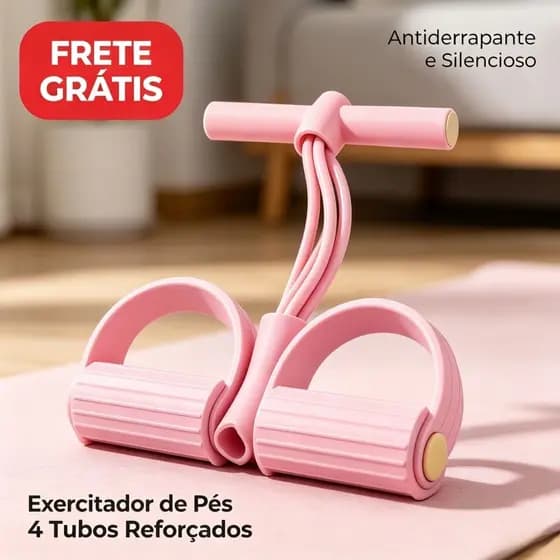 Exercitador de Pés 4 Tubos Reforçados Elástico Resistente para Treino em Casa