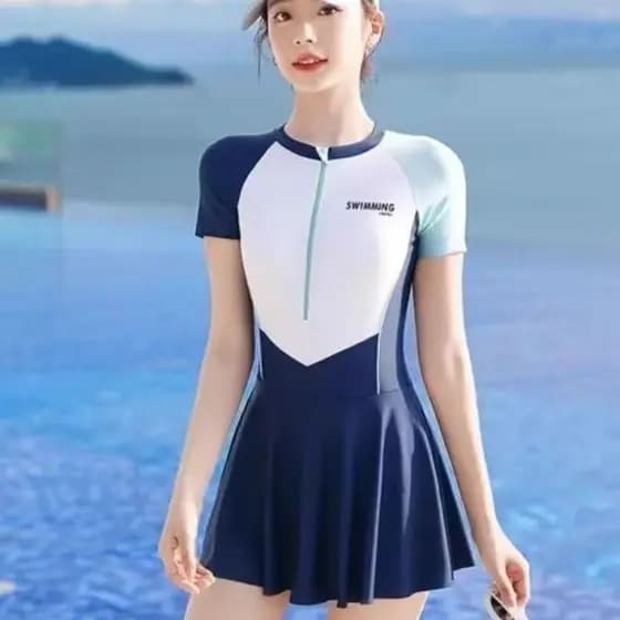 Maiô feminino conservador primavera quente maiô de uma peça verão capa barriga mais magro olhar tamanho grande maiô