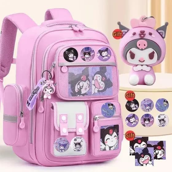 Em estoque!Mochila escolar infantil de novo estilo, mochila escolar masculina e feminina de 1 a 6 anos com pingente, fof