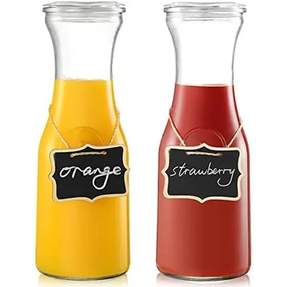 NETANY Conjunto De 4 Jarras De Vidro Com Tampa , Jarra De Bebidas De 1 Litro Transparente Para Bar Mimosa , Brunch , Águ