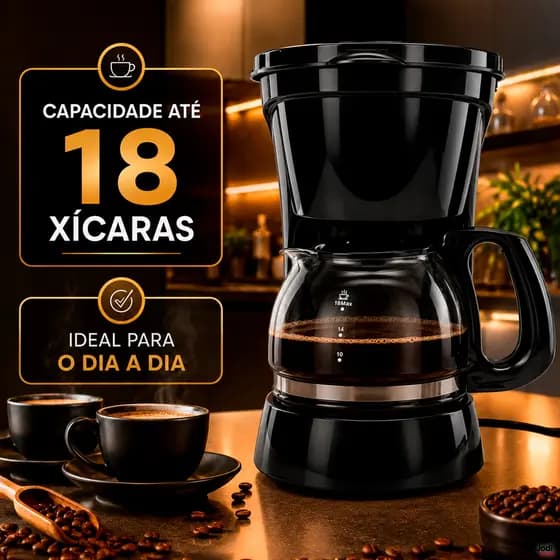 Cafeteira Elétrica 18 Xícaras Com Filtro Permanente e Jarra 600ml