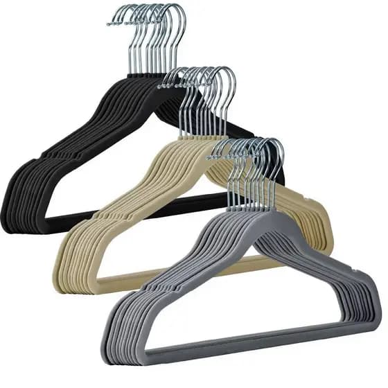 Kit 20 Cabides De Veludo Slim Antideslizante Ultrafinos.