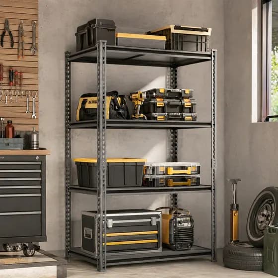 Estante de Aço Reforçada Multiuso Profissional Ajustável Suporta 600kg 4 Prateleiras Para Depósito Garagem Quarto Metal