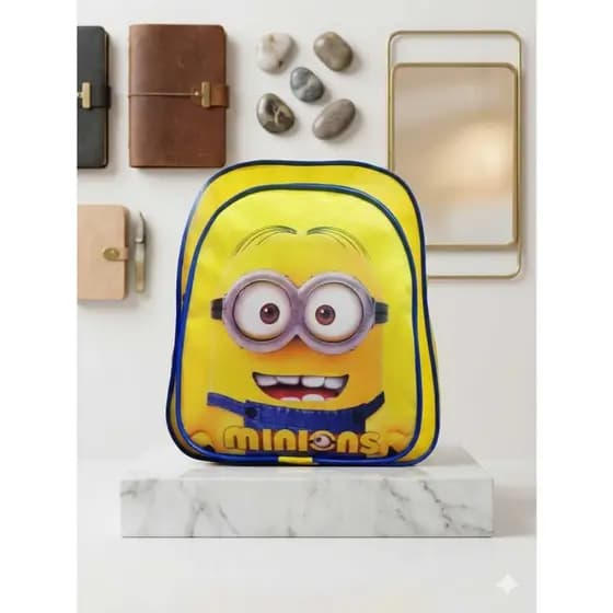 Mochila Infantil Minions Escolar Menino Menina Amarela Personagem Costas Reforçada