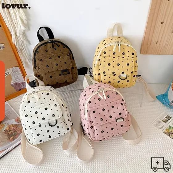 LOVUR Mochilas Pequenas , Bolsa De Ombro Feminina Com Vários Bolsos Estampa De Flores , Mini Mochila Leve