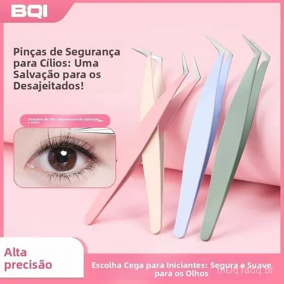 10 pçs/pinça de cílios postiços profissional enxertia clipes de cílios especial cabeça redonda clipe de pena dourada par