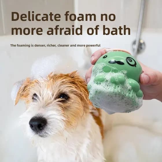 Ferramenta útil para banho de animais de estimação, escova de massagem de Silicone, pente, Gel de banho 2 em 1, escova d