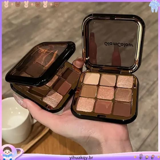 GLAMCOLOUR Paleta de sombras de nove cores Uma paleta multiuso fosca perolada paleta multifuncional sombra não @-
