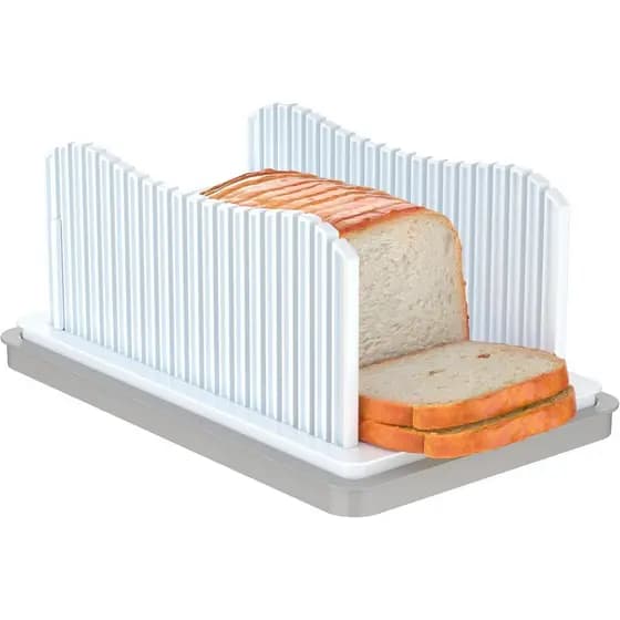 Cortador de Pão CAWIU para Pão Caseiro, Cortador de Pão Dobrável com Bandeja para Migalhas, Guia de Corte de Pão com Lar