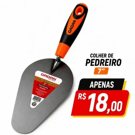 colher,de,pedreiro,7",polegadas,profissional,cabo,embora,emborrachado,construção,civil,açoinox,reforma