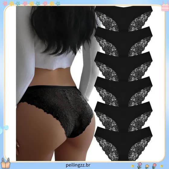 Conjunto De Calcinha Polida Com Costas Duplas E Detalhes Em Renda .