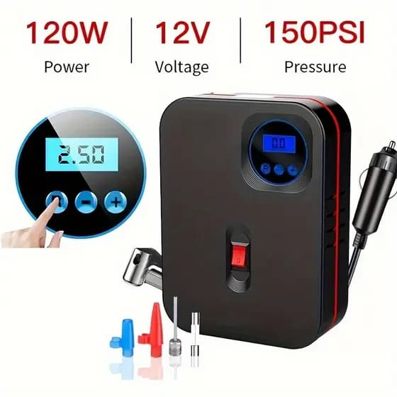 Bomba Portátil Do Compressor De Ar Carro EAFC 120W , Automática Inflador De Pneus Digital 150 PSI Fo