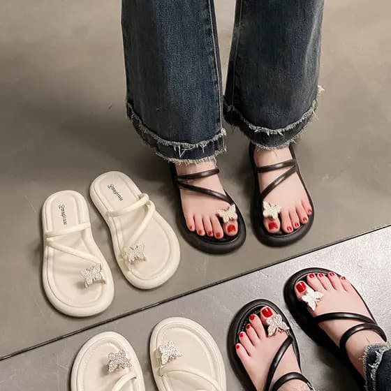 Chinelos de dedo do pé de arco de venda quente feminino exterior usar verão Retro Flip-Flops sandálias passeio na moda t