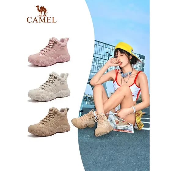 Camel sapatos femininos 2026 outono novo estilo de sola grossa Martin botas femininas caminhadas feio bonito sapatos esp