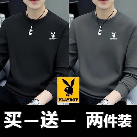 Playboy moletom masculino primavera outono novo estilo em torno do pescoço solto topo All-Match na moda puro algodão de