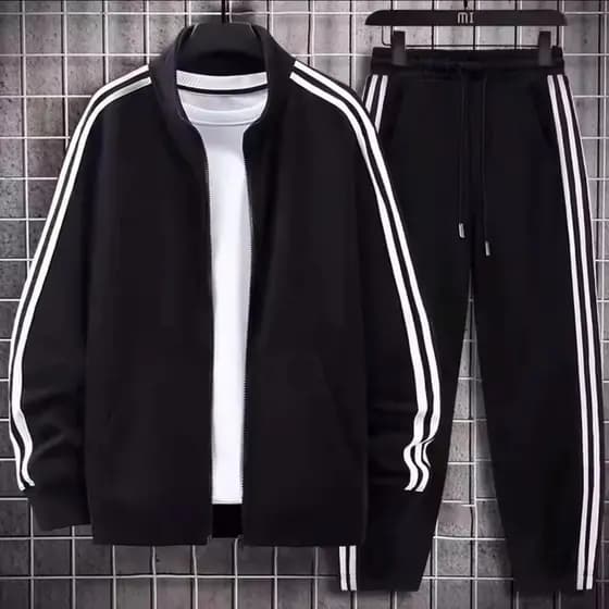 Três barras Casual terno esportivo masculino primavera outono na moda Cardigan moletom calças Street wear bonito usar um