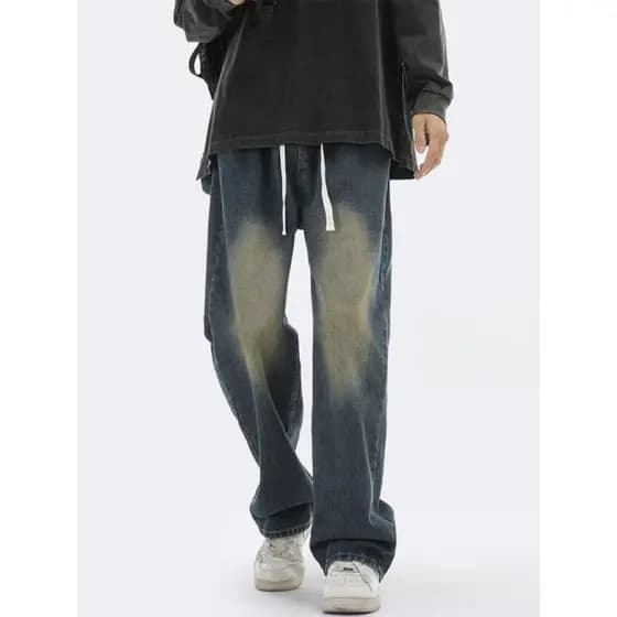 Calças de brim masculinas outono Street Wear solto calças retas 2025 novas calças masculinas americanas Retro calças de