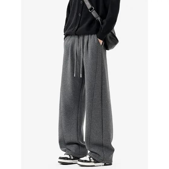 Americano cor sólida costura Sweatpants masculino 2026 primavera cleanfit esportes Machete calças Retro Drape calças cas