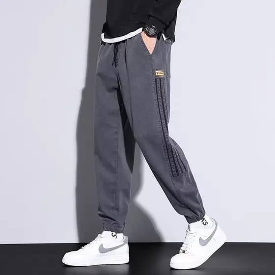 Homens Jeans primavera outono novo estilo Street Wear tamanho grande tornozelo comprimento adolescente solto esportes ma