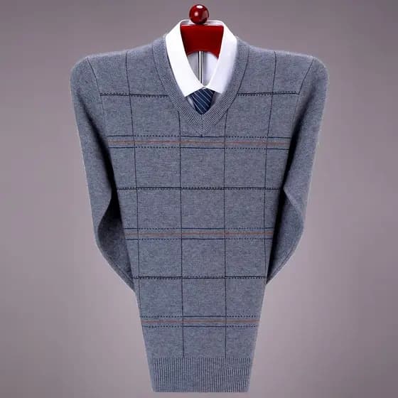 Oldos City Outono Inverno 100% Lã Pura Suéter Masculino Lã Com Decote Em V Suéter Pulôver Camisa De Fundo
