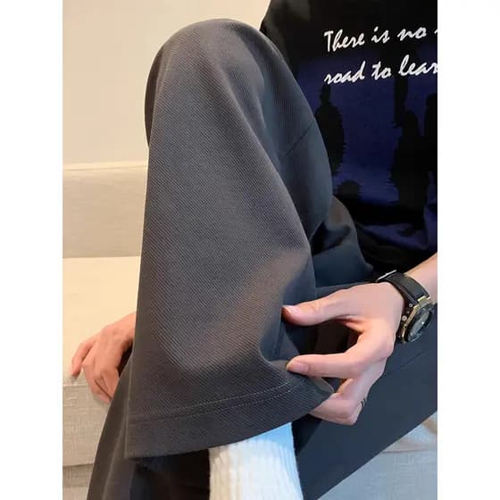 Calças masculinas estilo cor sólida calças soltas calças esportivas Sweatpants calças casuais verão calças retas Drape c